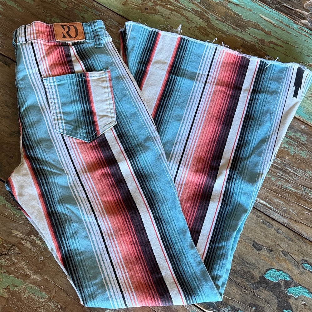 Vibrant Striped Flare Jeans - Picture 8 of 9